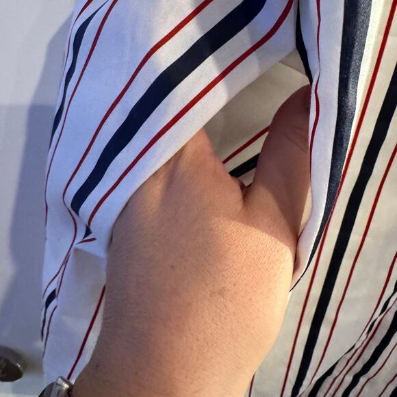 Tuckernuck Shirt Dress White Striped Collared Pocket Pullover Sleeveless Sz XL - Picture 6 of 7